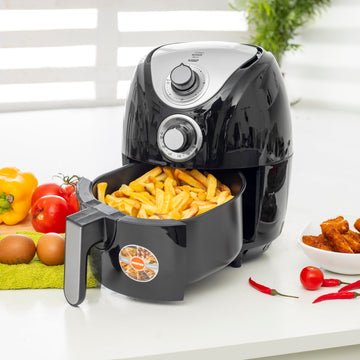 Geepas 1300W Air Fryer with Rapid Air Circulation System, GAF37521 - 100-200 C Adjustable Temperature Control for Healthy Oil Free or Low Fat Cooking - 30 Minute Manual Timer, 2.5L Capacity - 2 Year Warranty