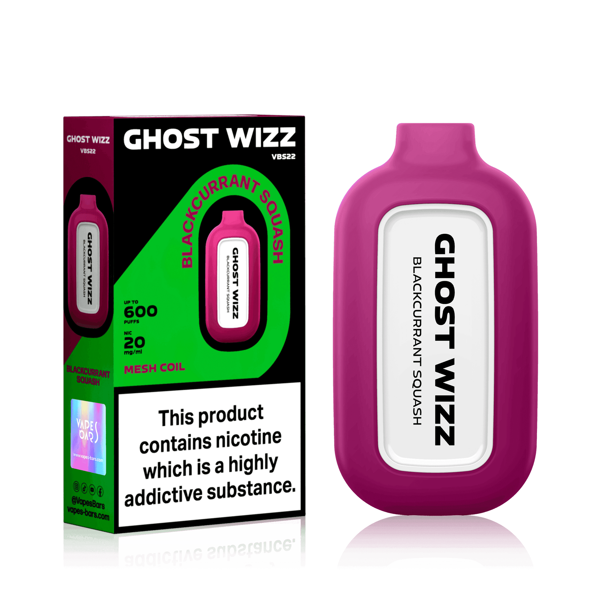 GHOST WIZZ BLACKCURRANT SQUASH Disposable Vape - Click & Vape