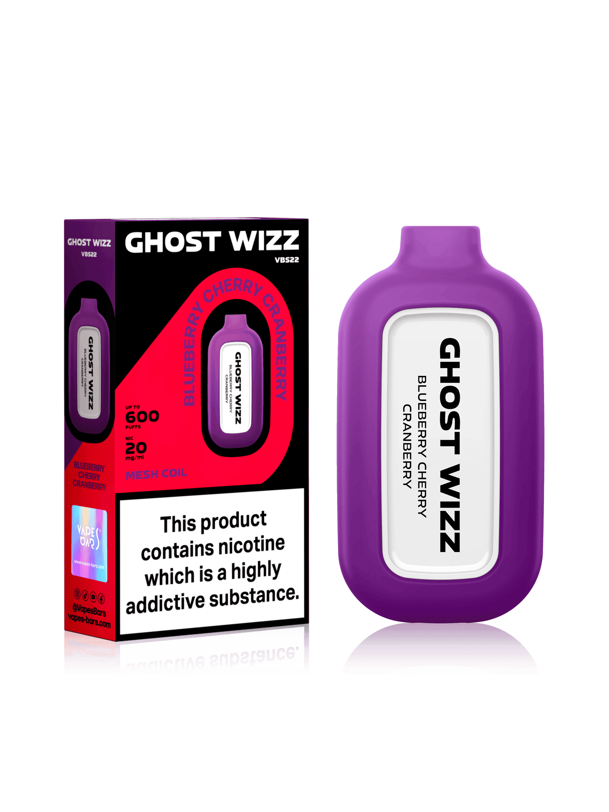 GHOST WIZZ BLUEBERRY CHERRY CRANBERRY Disposable Vape - Click & Vape