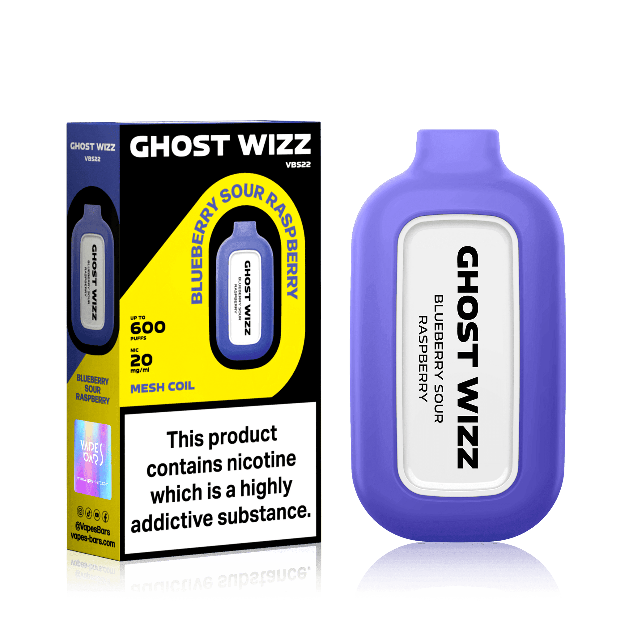 GHOST WIZZ BLUEBERRY SOUR RASPBERRY Disposable Vape - Click & Vape