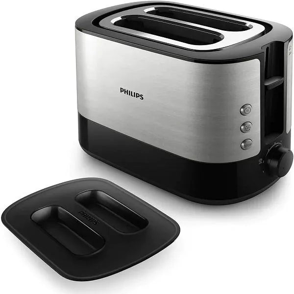 Philips Metalbrush 2 Slices Toaster,HD2637, 1000W Black/Sliver